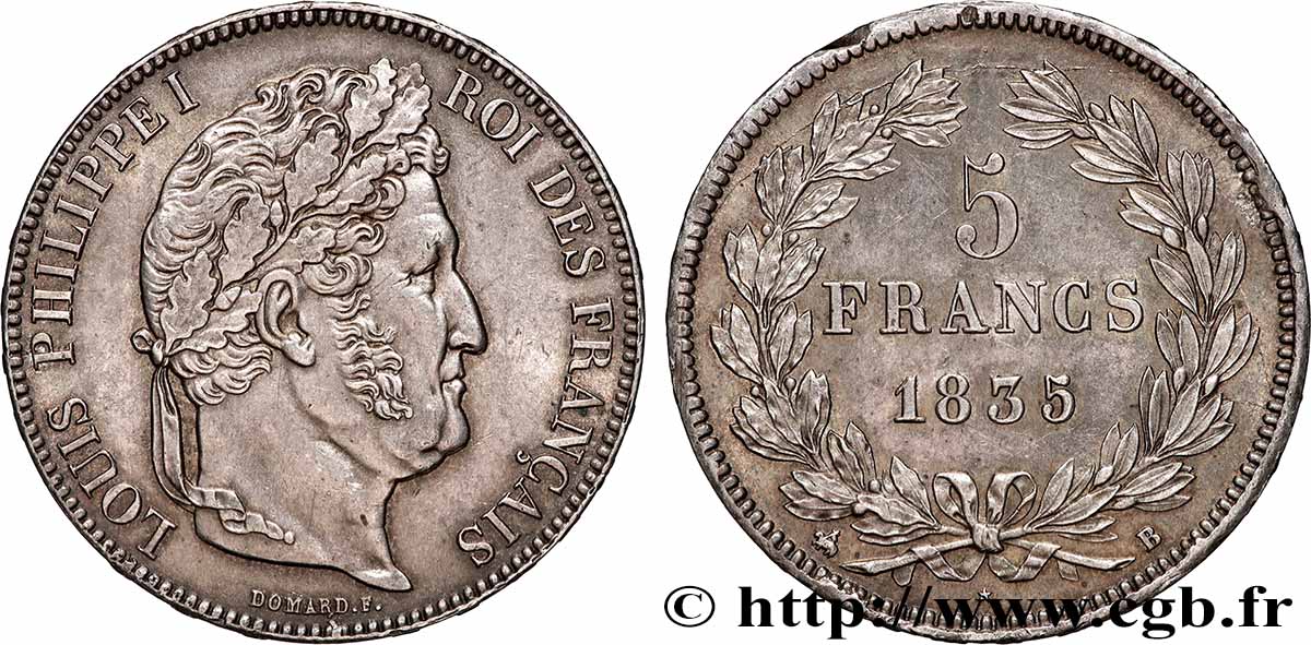5 francs IIe type Domard 1835 Rouen F.324/43 SUP 