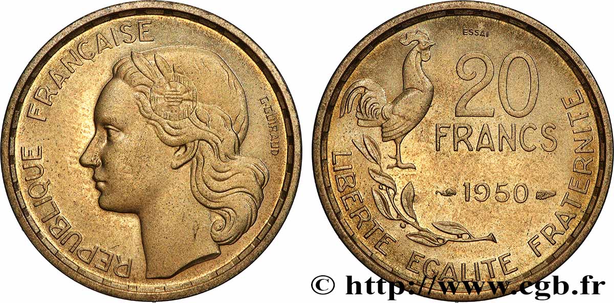 Essai de 20 francs G. Guiraud 1950 Paris F.402/1 SPL64 