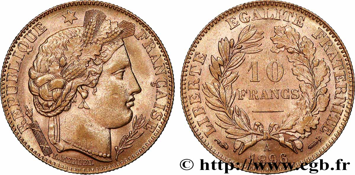 10 francs Cérès, Troisième république 1896 Paris F.508/4 SUP60 