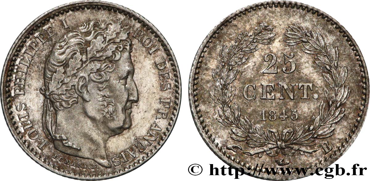 25 centimes Louis-Philippe 1845 Rouen F.167/1 SUP+ 