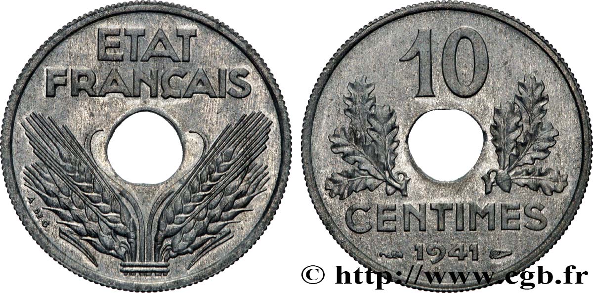 10 centimes État français, grand module 1941 Paris F.141/2 SPL64 
