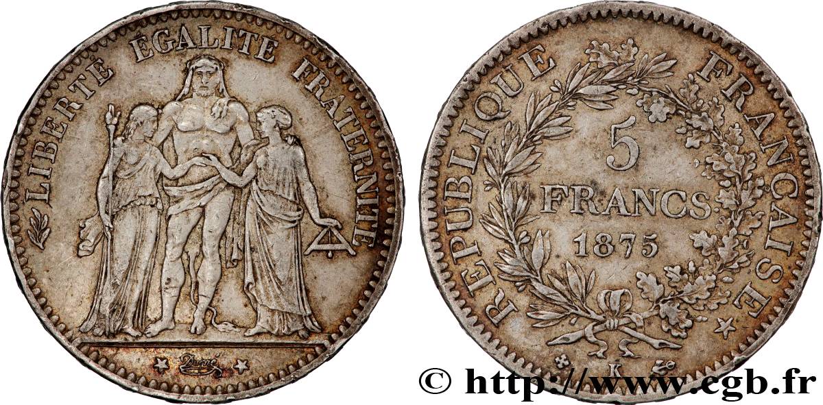 5 francs Hercule 1875 Bordeaux F.334/16 XF45 