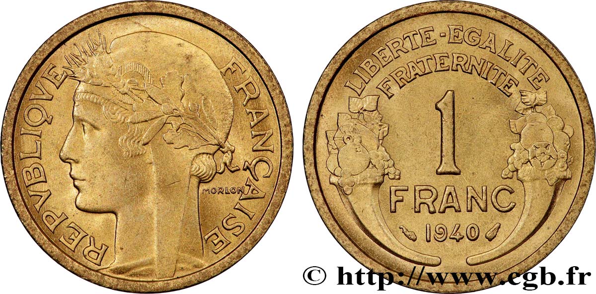 1 franc Morlon 1940 Paris F.219/11 MS63 