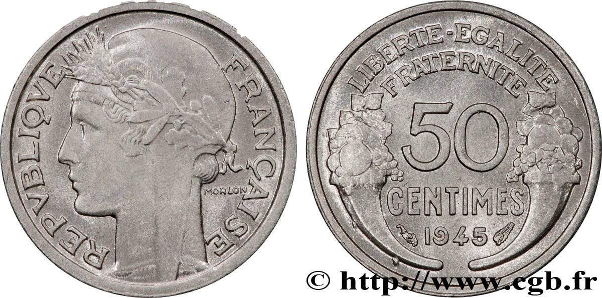 50 centimes Morlon, légère 1945  F.194/5 MS64 