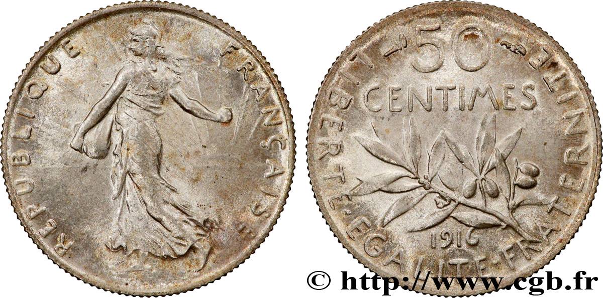 50 centimes Semeuse 1916  F.190/23 SUP+ 