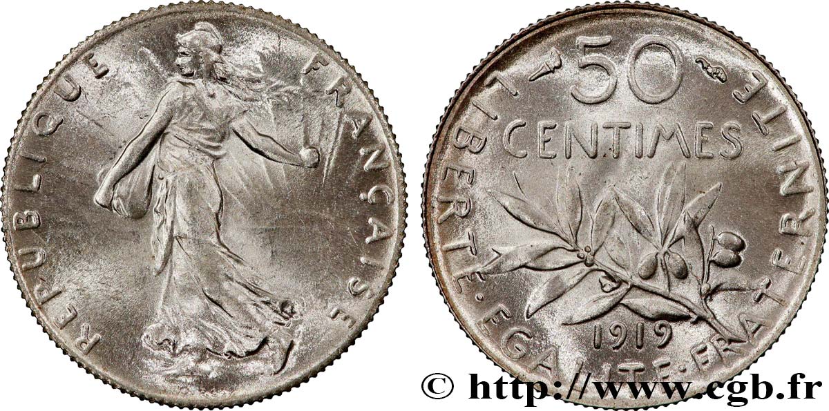 50 centimes Semeuse 1919 Paris F.190/26 FDC65 