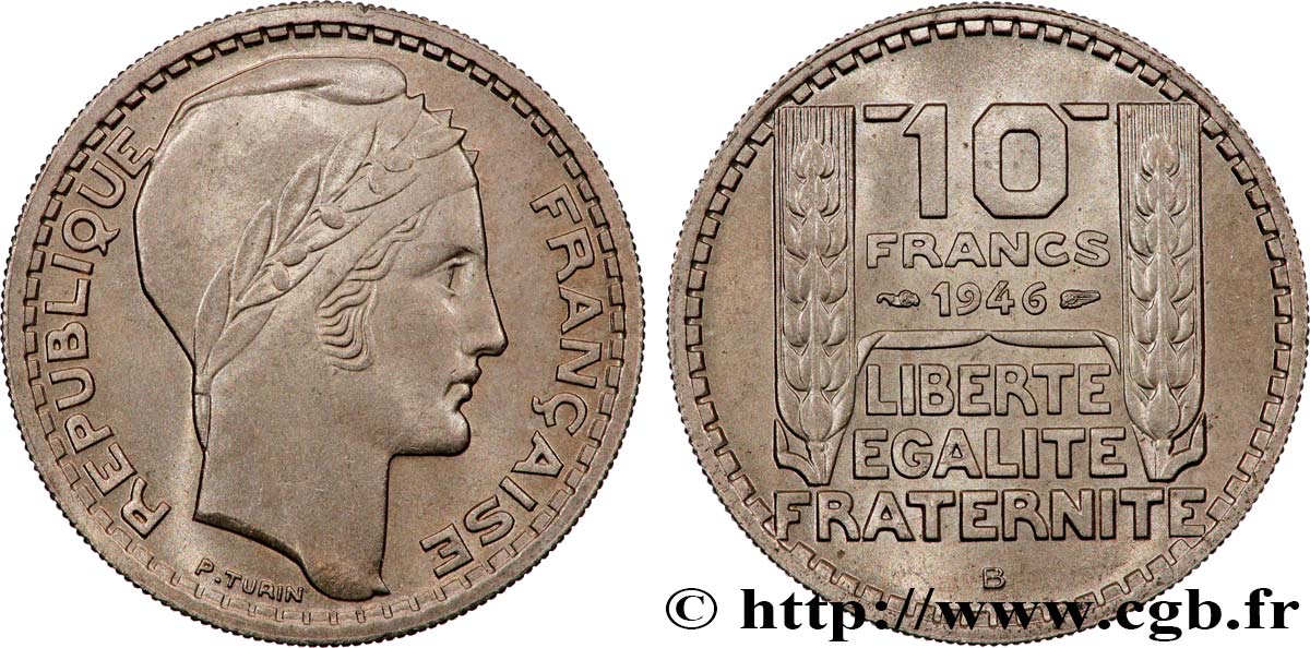 10 francs Turin, grosse tête, rameaux courts 1946 Beaumont-Le-Roger F.361A/3 SPL63 