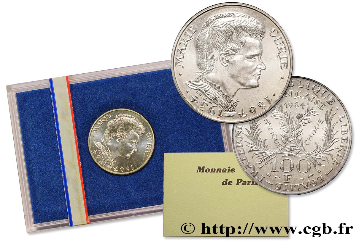 Brillant Universel 100 francs Marie Curie 1984 Paris F.452/2 var. MS70 