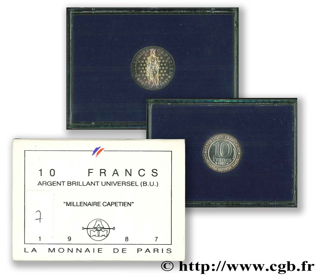 Brillant Universel argent 10 francs Millénaire Capétien 1987 Paris F5.1301 4 FDC70 