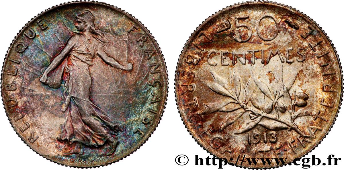 50 centimes Semeuse 1913 Paris F.190/20 FDC65 
