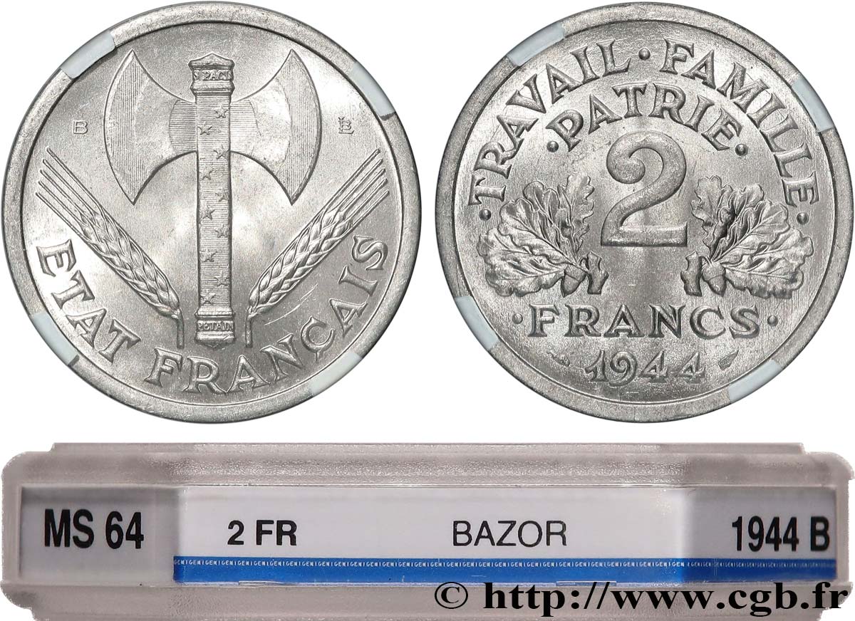 2 francs Francisque 1944 Beaumont-Le-Roger F.270/5 SPL64 GENI