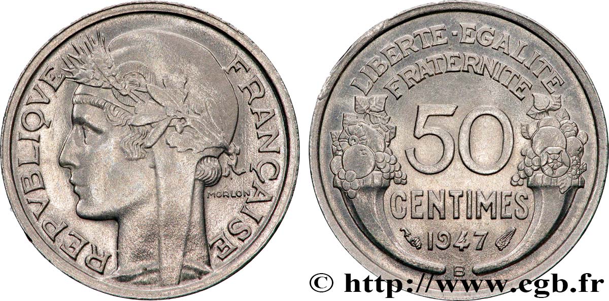 50 centimes Morlon, légère 1947 Beaumont-le-Roger F.194/11 ST65 