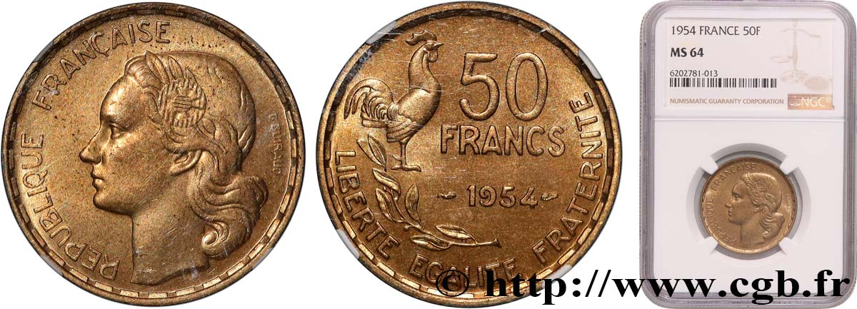 50 Francs Guiraud 1954  F.425/12 SPL64 NGC