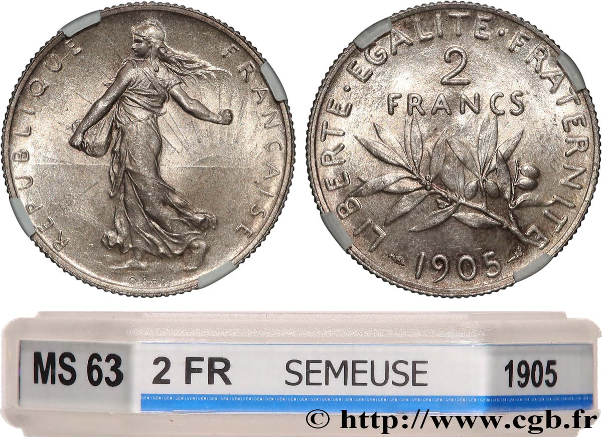 2 francs Semeuse 1905  F.266/9 MS63 GENI