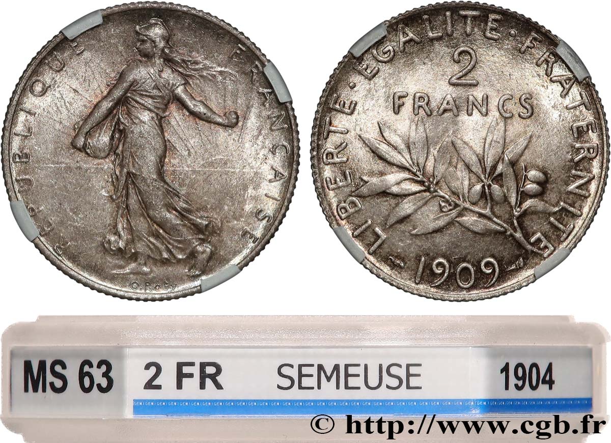 2 francs Semeuse 1909  F.266/11 SPL63 GENI