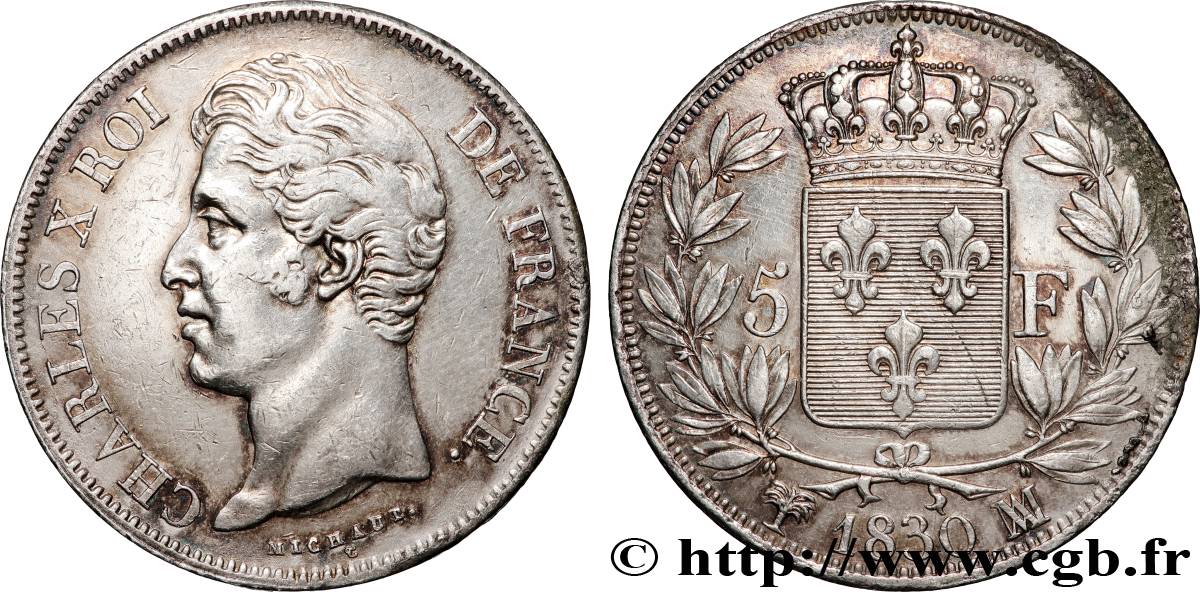 5 francs Charles X, 2e type 1830 Marseille F.311/49 TB+ 