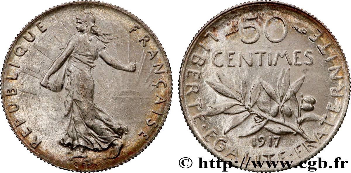 50 centimes Semeuse 1917  F.190/24 MS64 