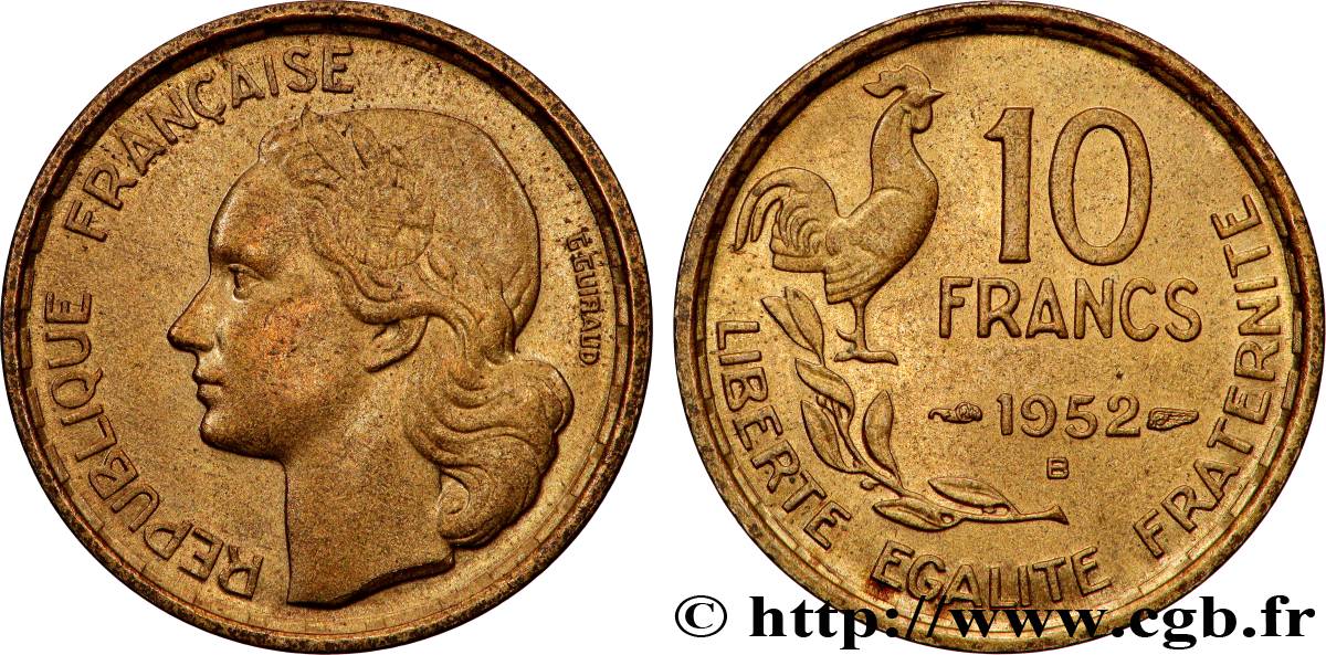 10 francs Guiraud 1952 Beaumont-Le-Roger F.363/7 MS60 