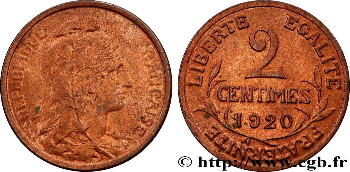 2 centimes Daniel-Dupuis 1920 Paris F.110/20 AU58 