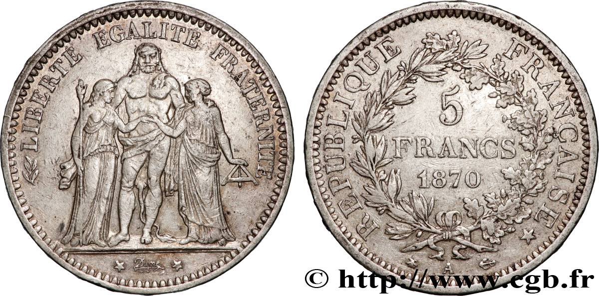 5 francs Hercule 1870 Paris F.334/1 TTB 