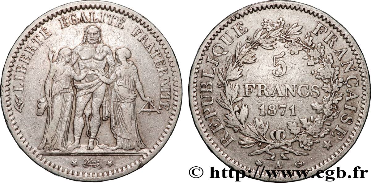 5 francs Hercule 1871 Paris F.334/2 TB+ 