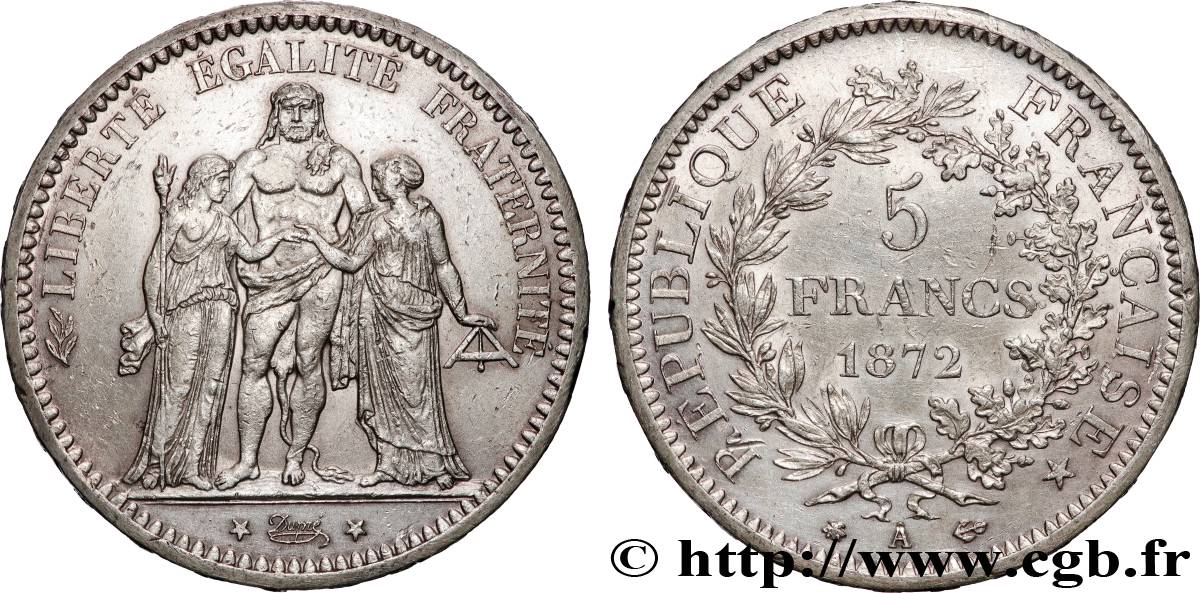 5 francs Hercule 1872 Paris F.334/6 TTB+ 