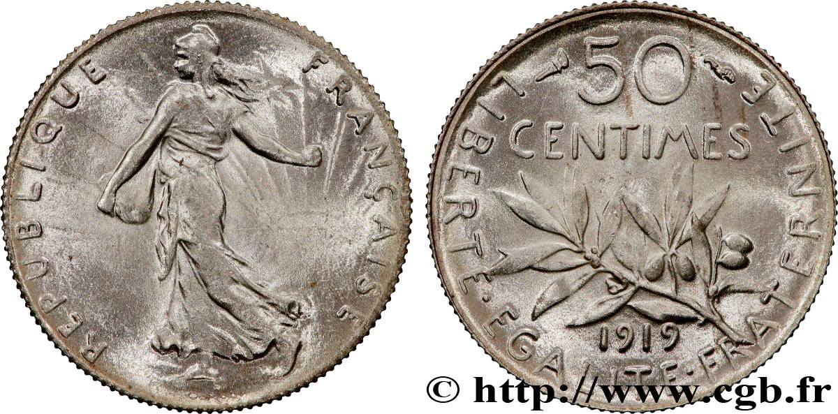 50 centimes Semeuse 1919 Paris F.190/26 FDC65 