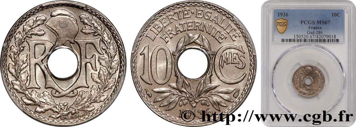10 centimes Lindauer 1936  F.138/23 FDC67 PCGS