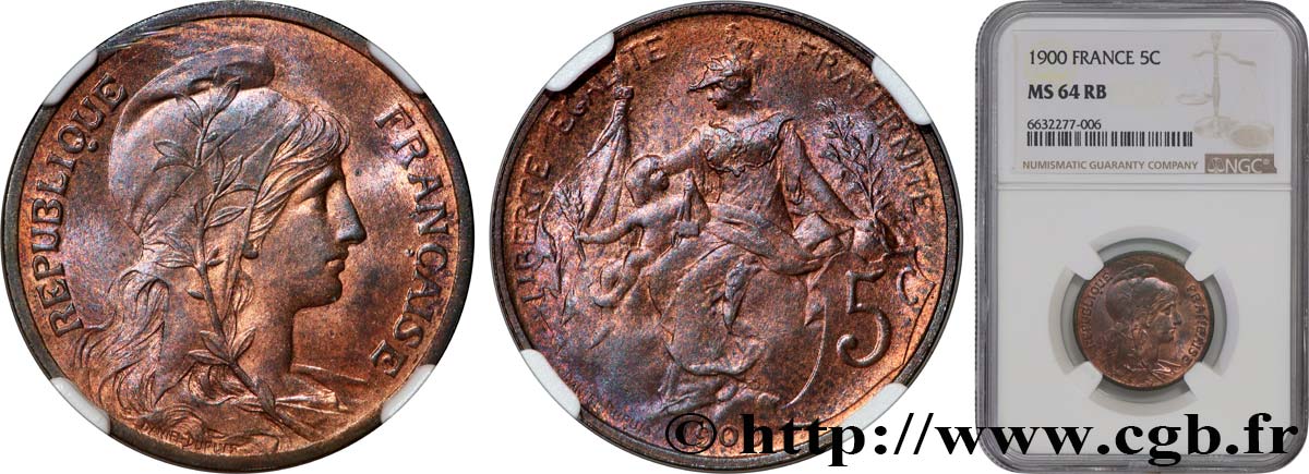 5 centimes Daniel-Dupuis 1900  F.119/9 SPL64 NGC