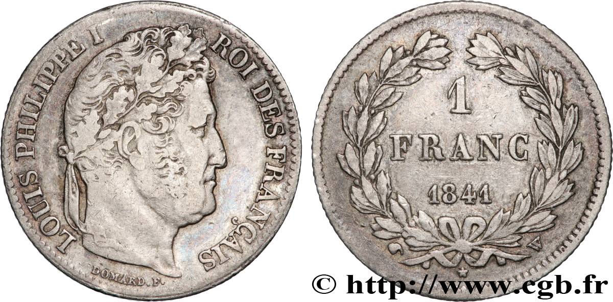 1 franc Louis-Philippe, couronne de chêne 1841 Lille F.210/84 XF 