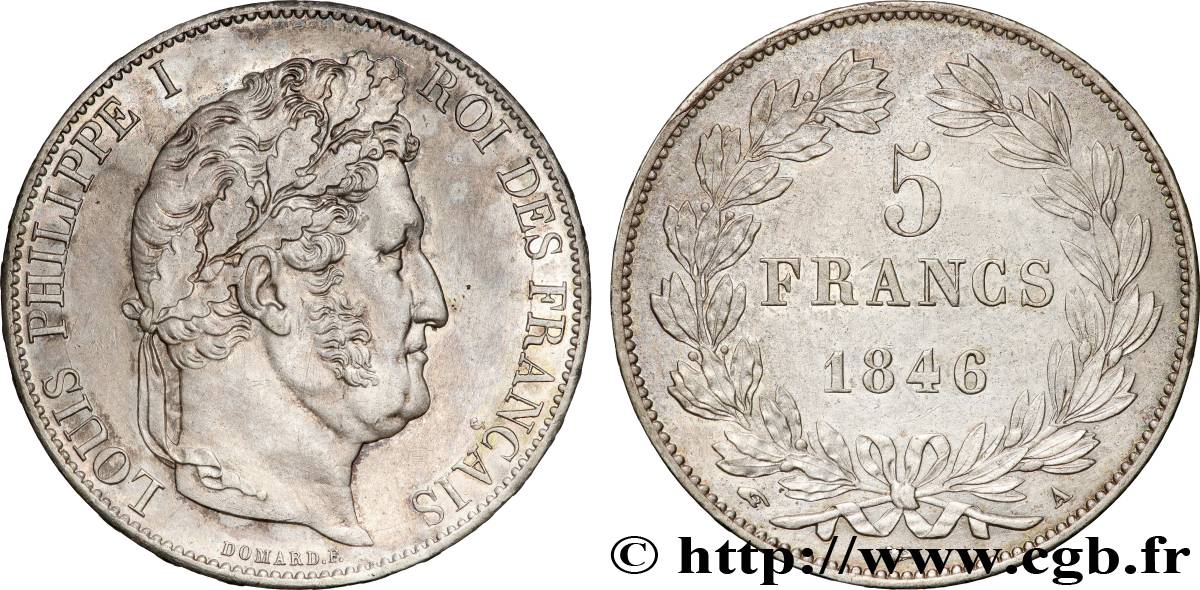 5 francs IIIe type Domard 1846 Paris F.325/10 TTB+ 