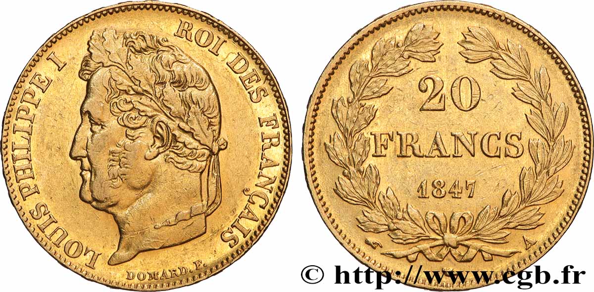20 francs Louis-Philippe, Domard 1847 Paris F.527/37 SUP 