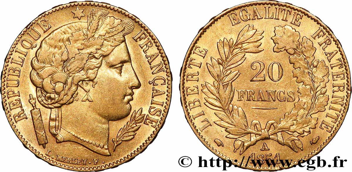20 francs or Cérès 1851 Paris F.529/4 AU 