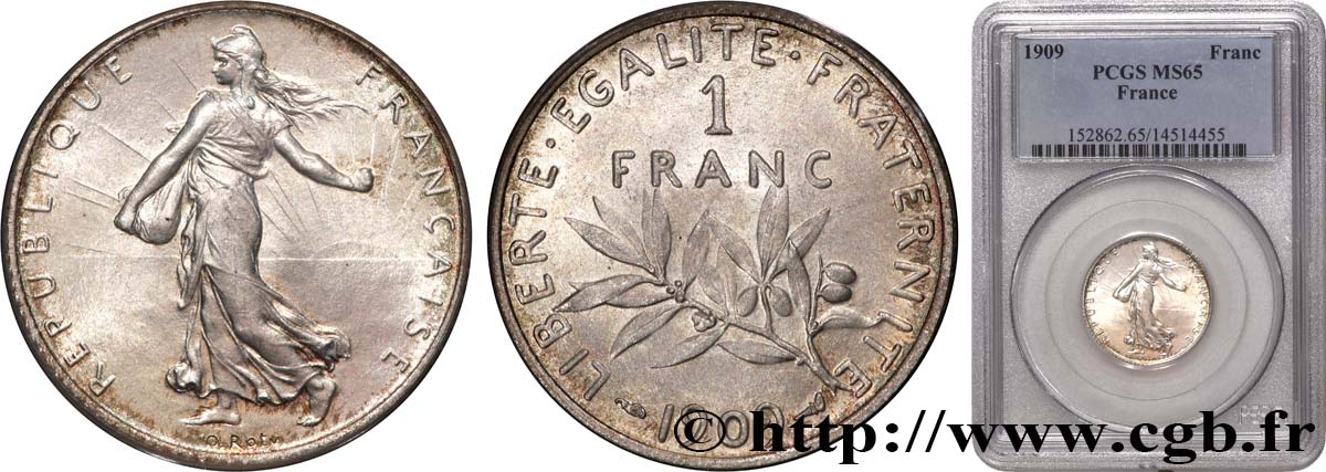 1 franc Semeuse 1909 Paris F.217/14 FDC65 PCGS
