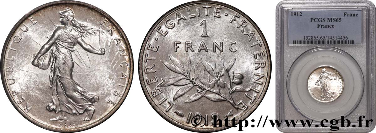 1 franc Semeuse 1912 Paris F.217/17 FDC65 PCGS