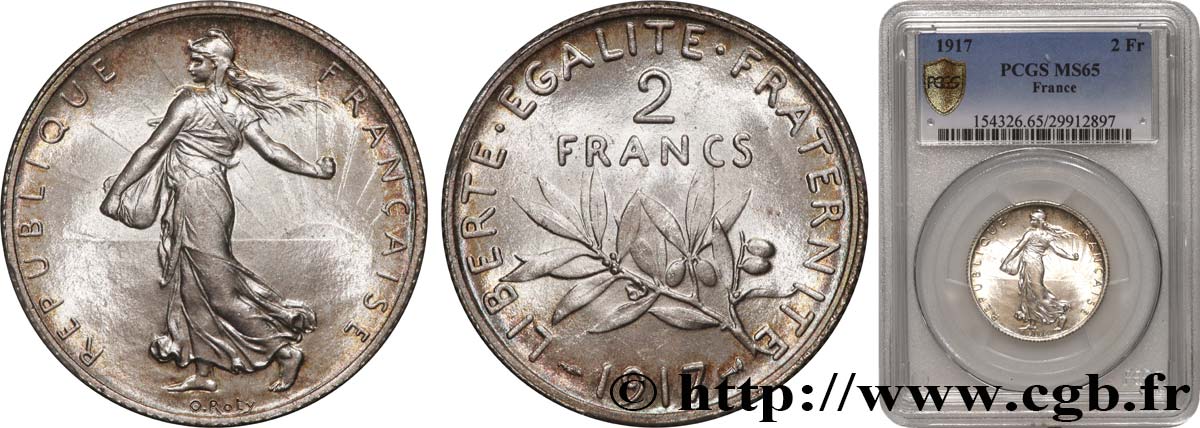 2 francs Semeuse 1917  F.266/19 FDC65 PCGS
