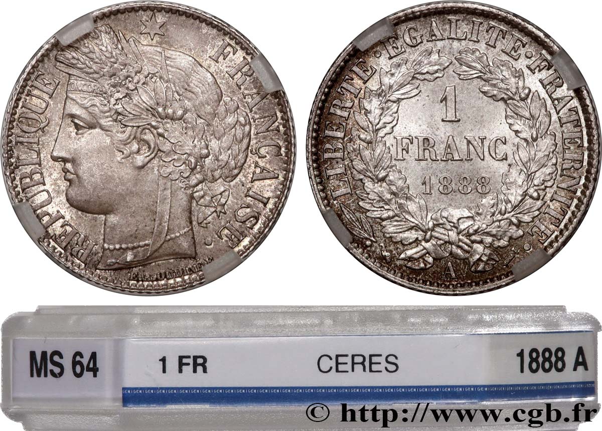 1 franc Cérès, IIIe République 1888 Paris F.216/10 SPL64 GENI