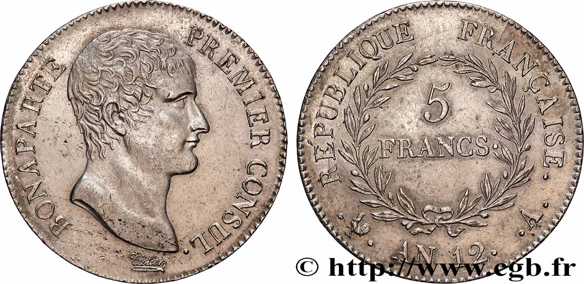 5 francs Bonaparte Premier Consul 1804 Paris F.301/9 AU 