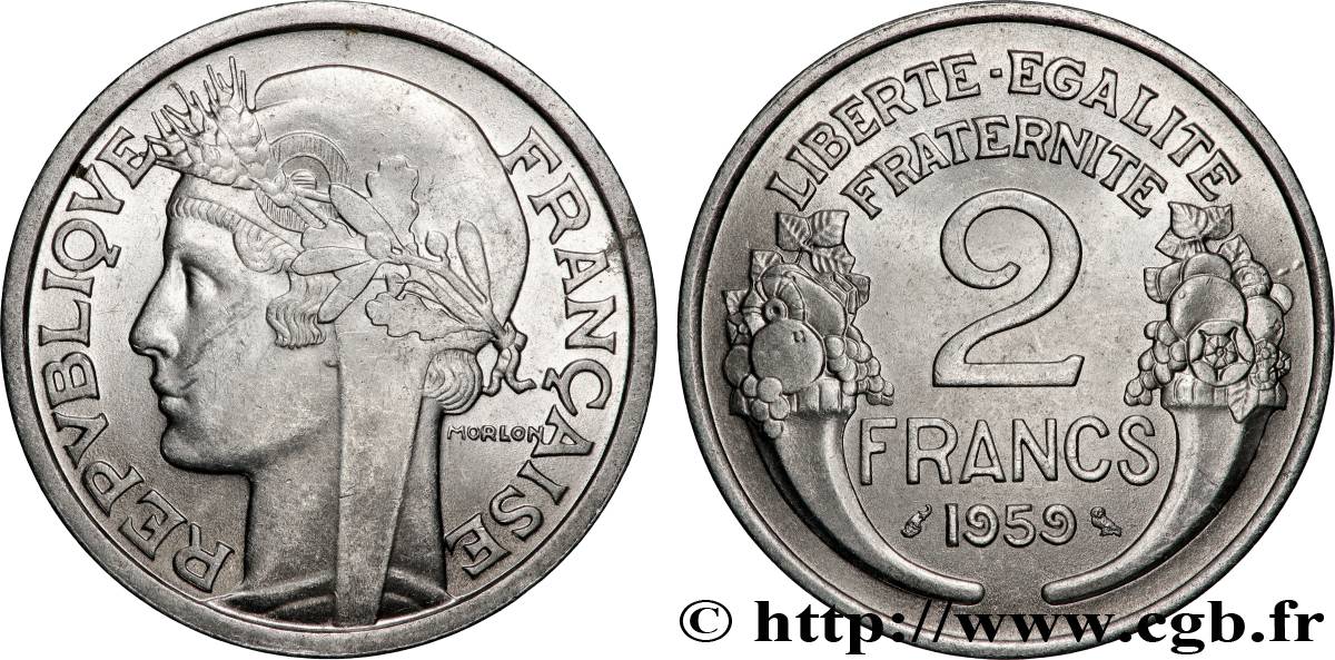 2 francs Morlon, aluminium 1959  F.269/19 fST63 
