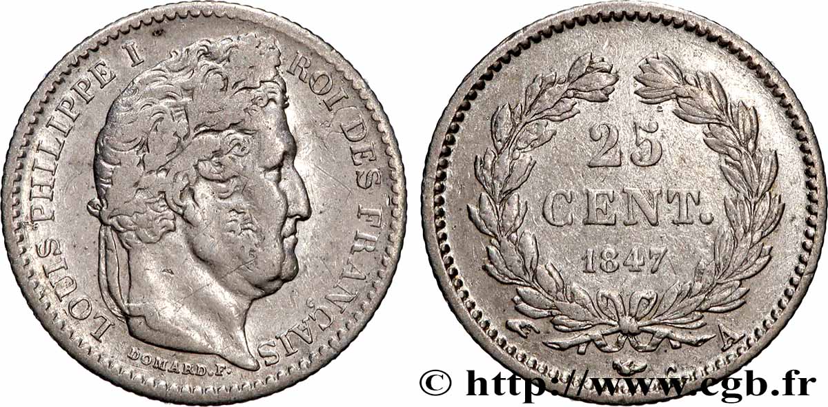 25 centimes Louis-Philippe 1847 Paris F.167/9 TB 