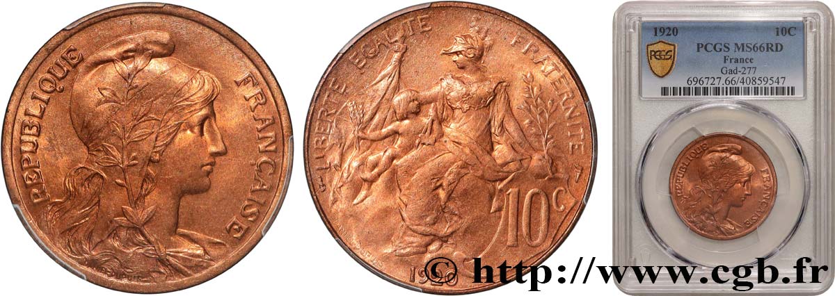 10 centimes Daniel-Dupuis 1920  F.136/29 FDC66 PCGS