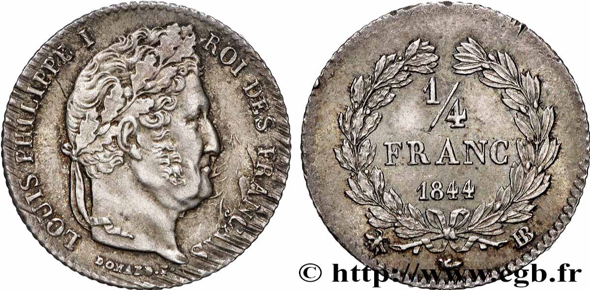 1/4 franc Louis-Philippe 1844 Strasbourg F.166/99 SUP 