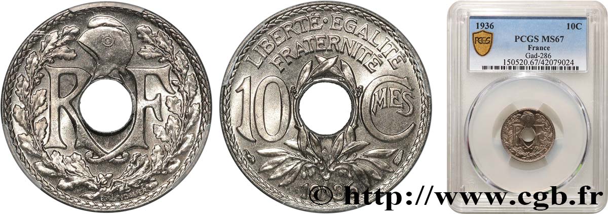 10 centimes Lindauer 1936  F.138/23 FDC67 PCGS