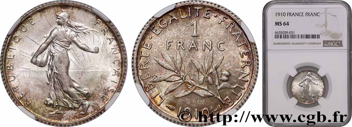1 franc Semeuse 1910 Paris F.217/15 SPL64 NGC