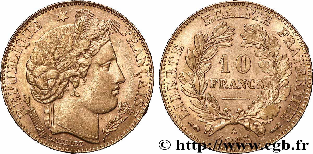10 francs or Cérès, IIIe République 1895 Paris F.508/3 TTB+ 