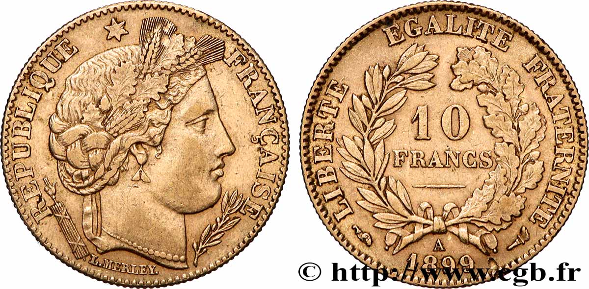 10 francs or Cérès, Troisième République 1899 Paris F.508/5 TTB+ 