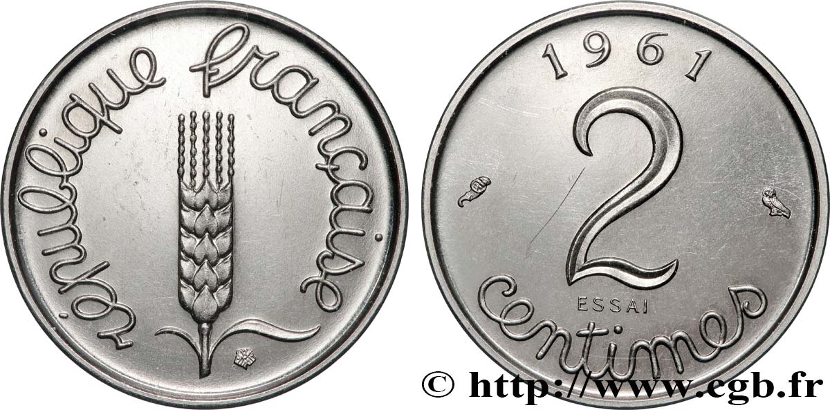 Essai de 2 centimes Épi 1961 Paris F.111/2 SUP+ 