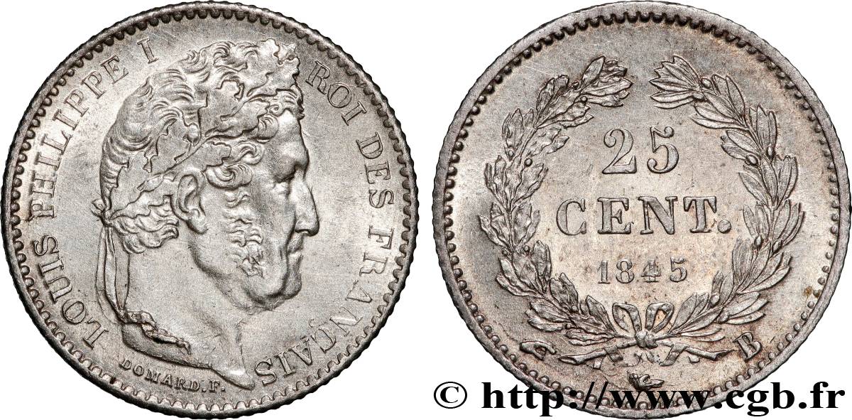 25 centimes Louis-Philippe 1845 Rouen F.167/1 SUP+ 