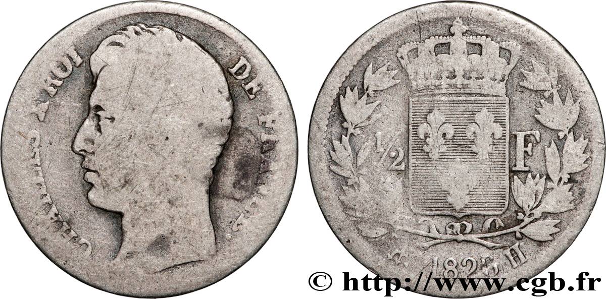 1/2 franc Charles X 1826 La Rochelle F.180/6 VG 