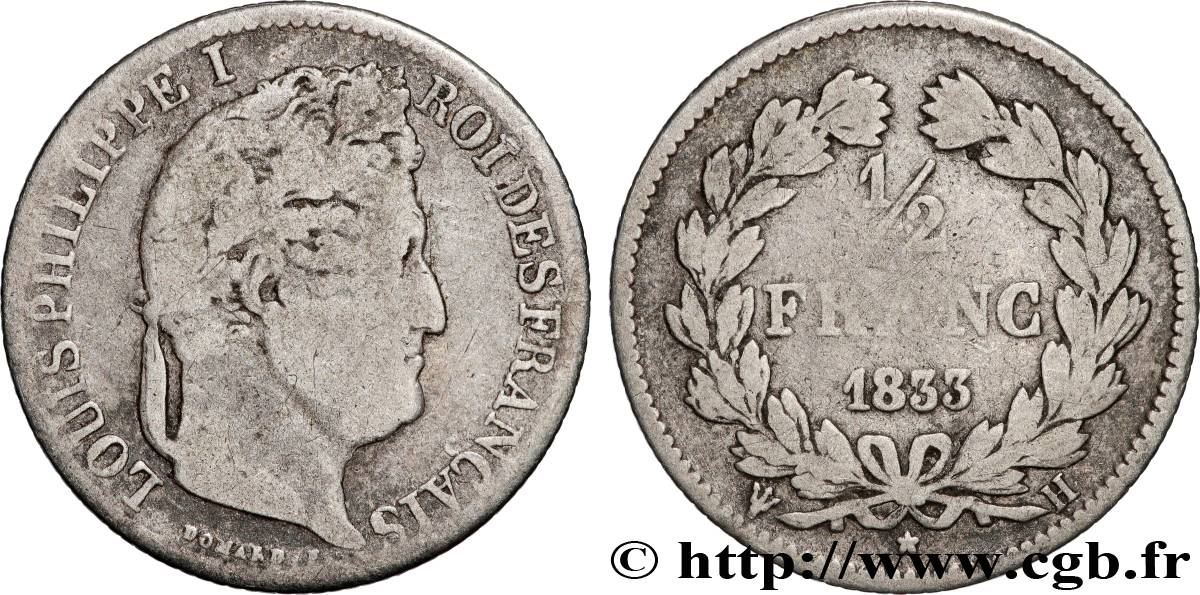 1/2 franc Louis-Philippe 1833 La Rochelle F.182/32 TB15 